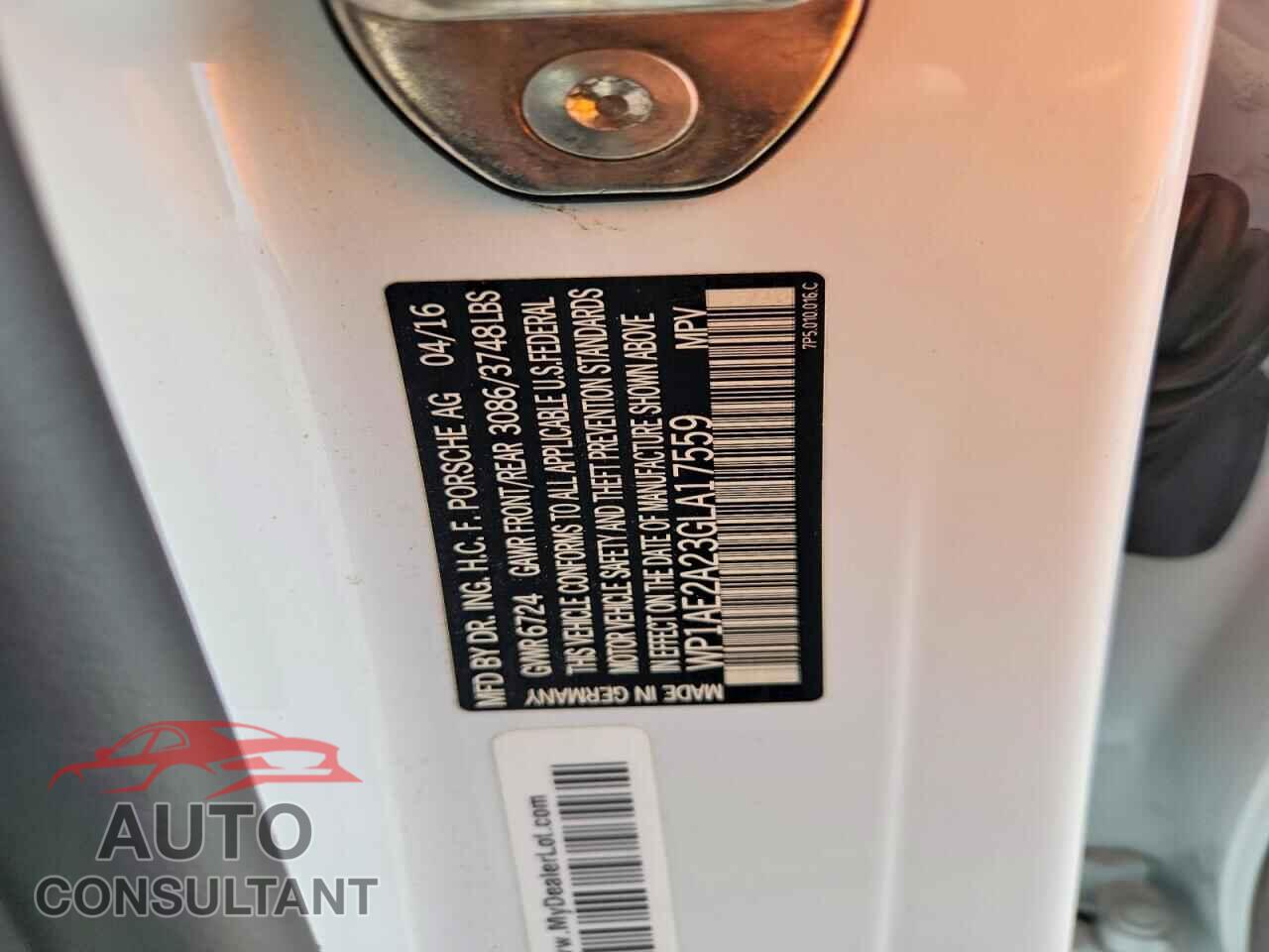 PORSCHE CAYENNE 2016 - WP1AE2A23GLA17559