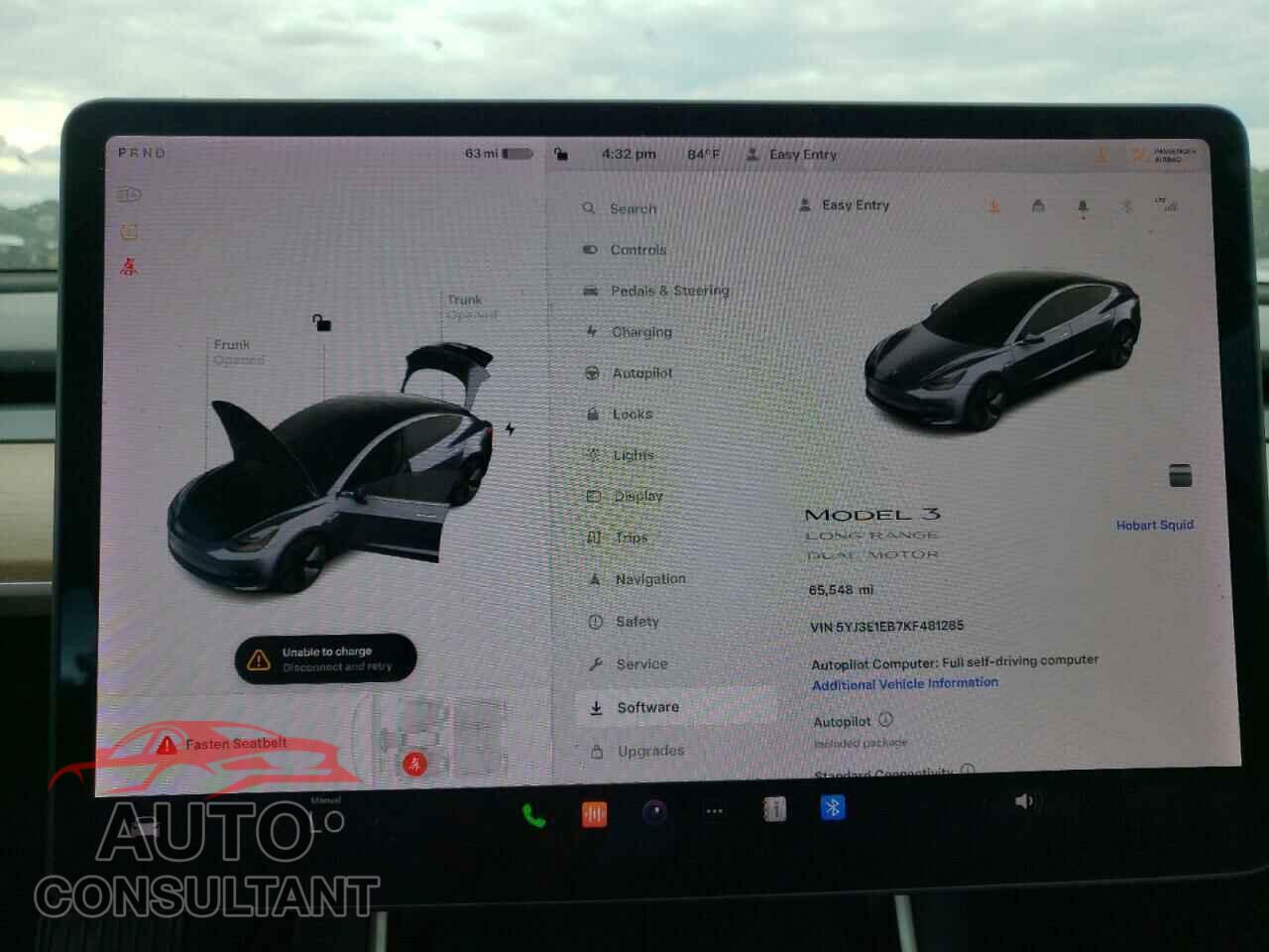 TESLA MODEL 3 2019 - 5YJ3E1EB7KF481285