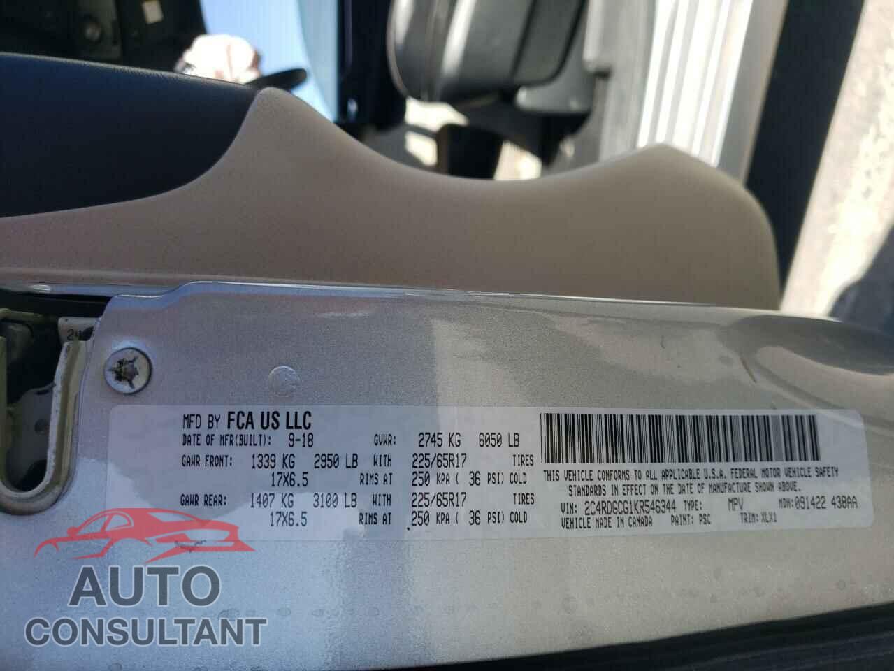 DODGE CARAVAN 2019 - 2C4RDGCG1KR546344