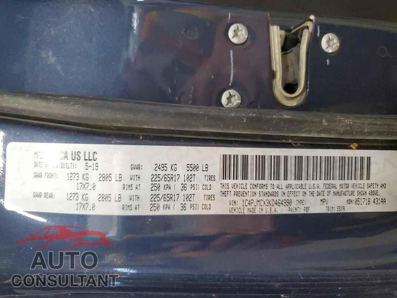 JEEP CHEROKEE 2019 - 1C4PJMCX3KD464990