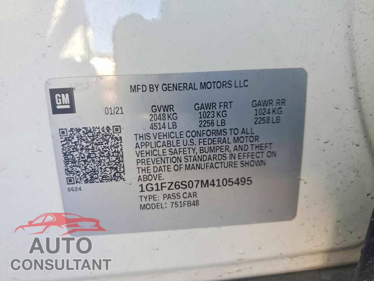 CHEVROLET BOLT 2021 - 1G1FZ6S07M4105495