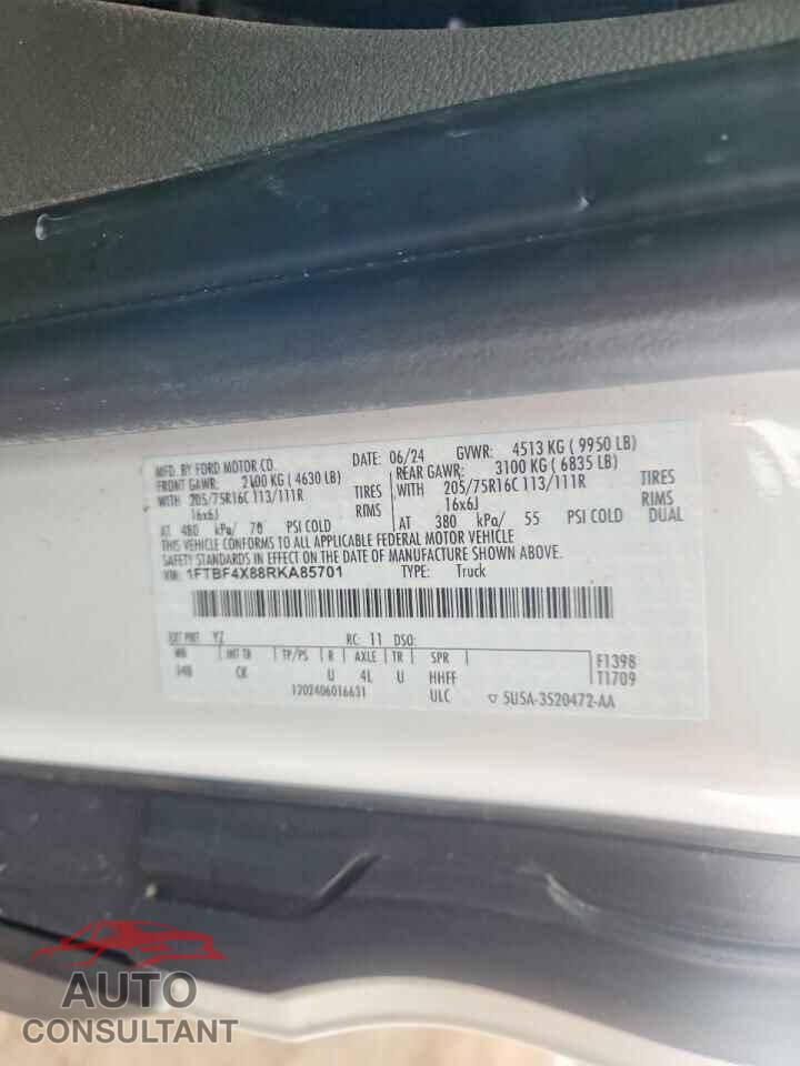 FORD TRANSIT 2024 - 1FTBF4X88RKA85701