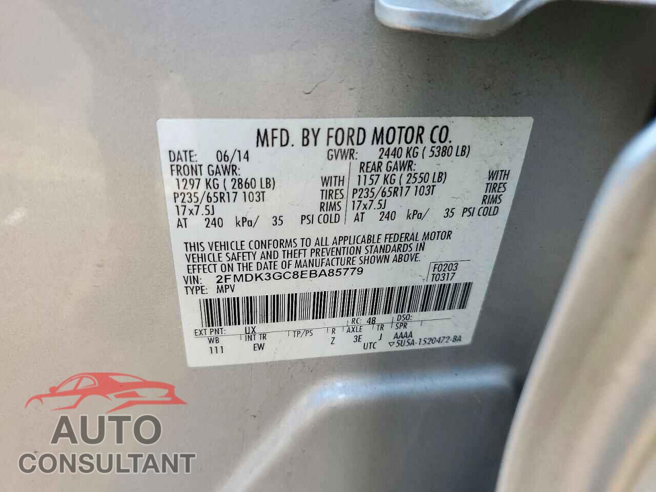 FORD EDGE 2014 - 2FMDK3GC8EBA85779