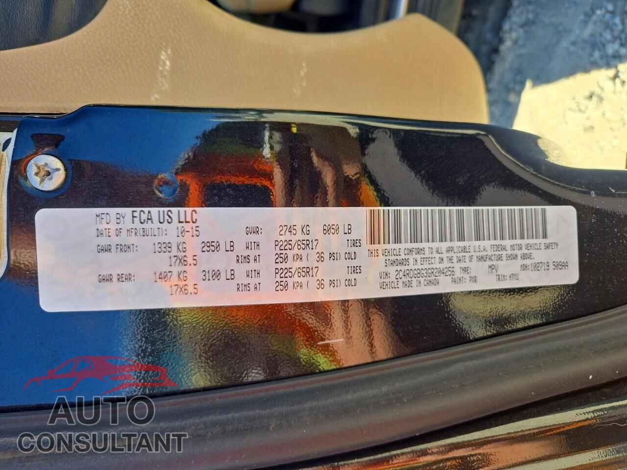 DODGE CARAVAN 2016 - 2C4RDGBG3GR204256