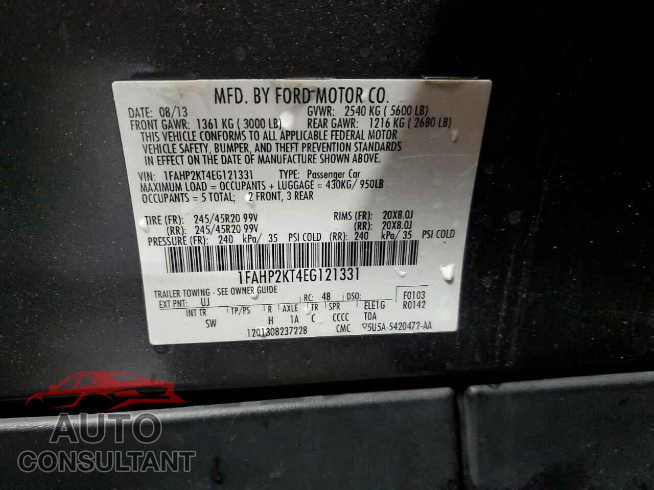 FORD TAURUS 2014 - 1FAHP2KT4EG121331