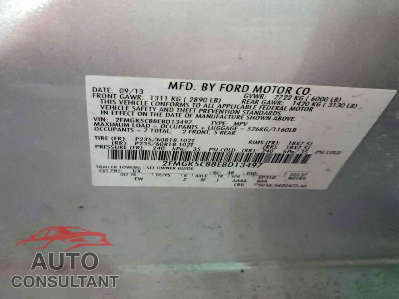 FORD FLEX 2014 - 2FMGK5C88EBD13497