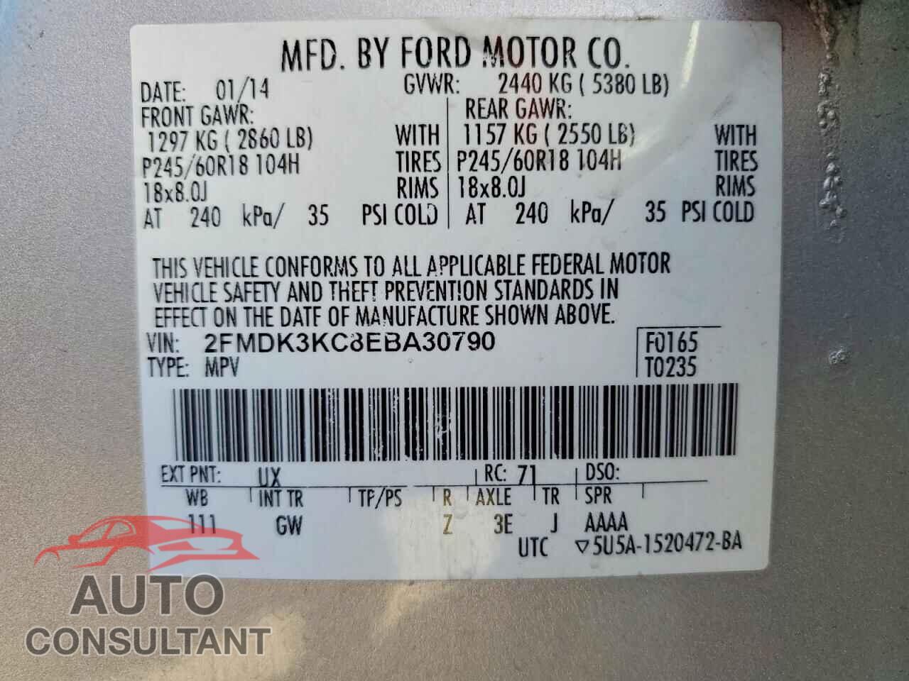 FORD EDGE 2014 - 2FMDK3KC8EBA30790