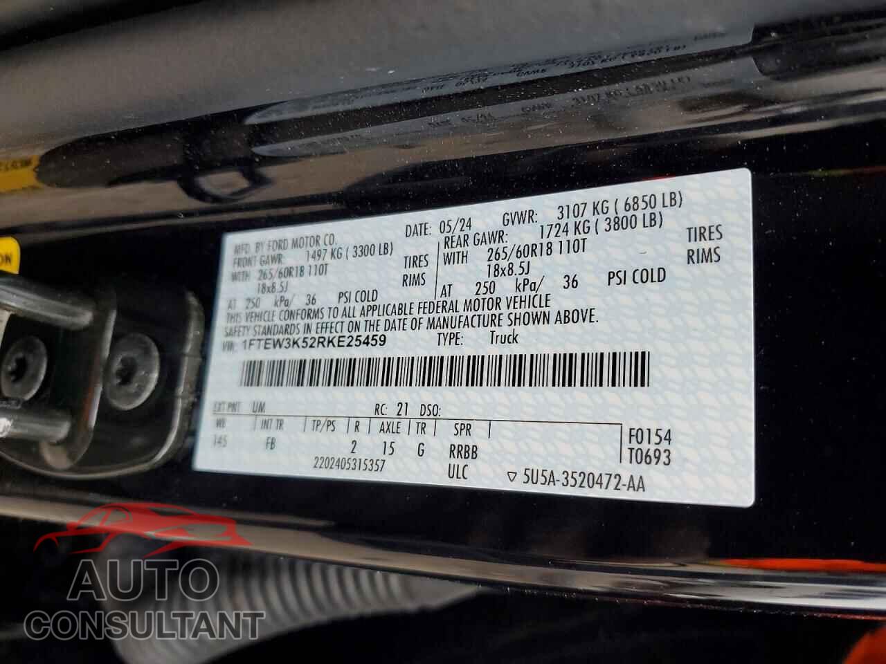 FORD All Models 2024 - 1FTEW3K52RKE25459