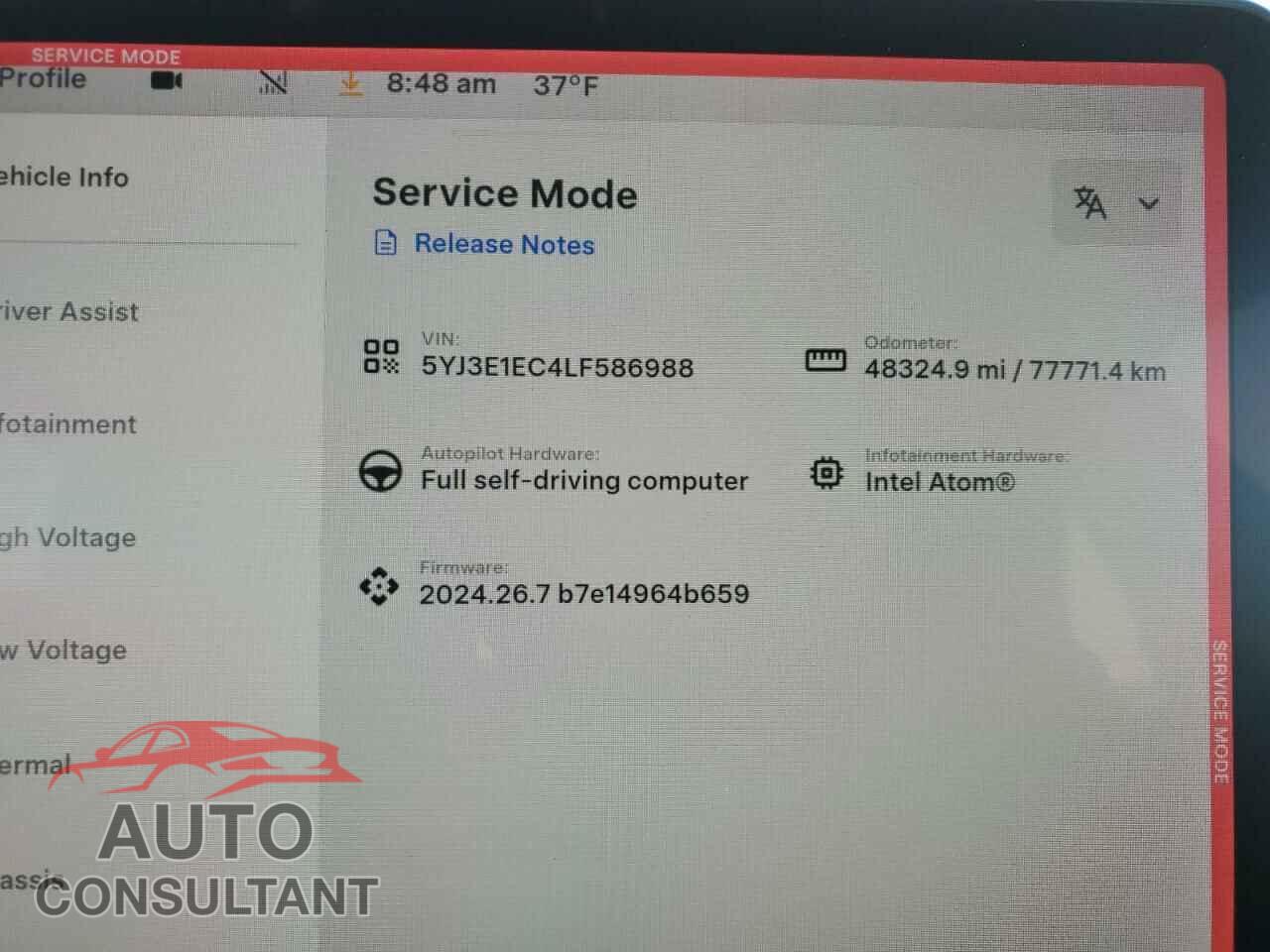 TESLA MODEL 3 2020 - 5YJ3E1EC4LF586988