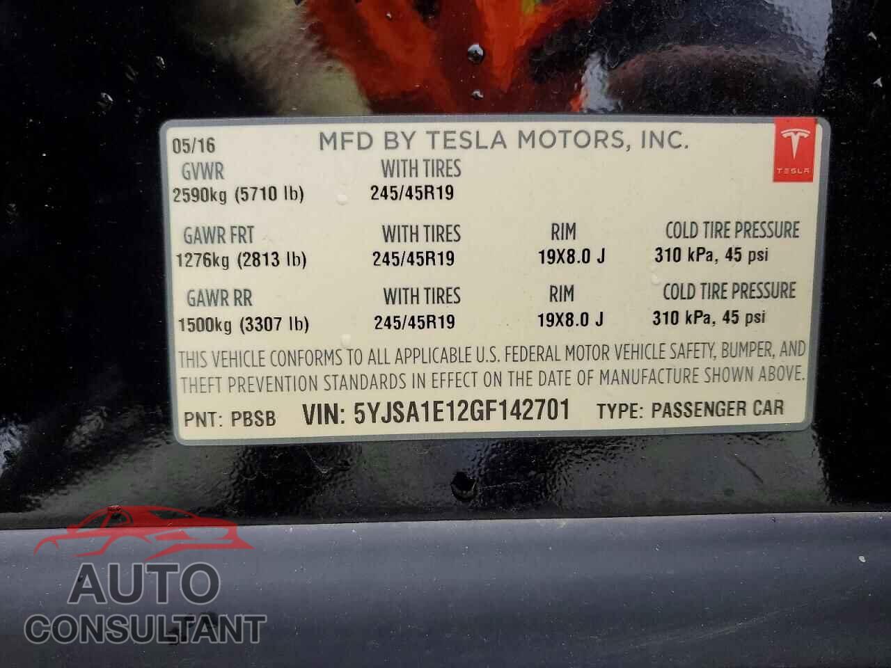 TESLA MODEL S 2016 - 5YJSA1E12GF142701