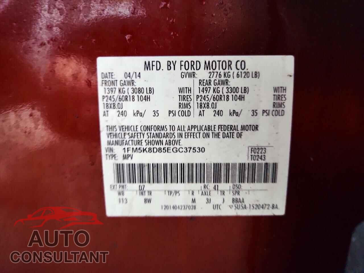 FORD EXPLORER 2014 - 1FM5K8D85EGC37530