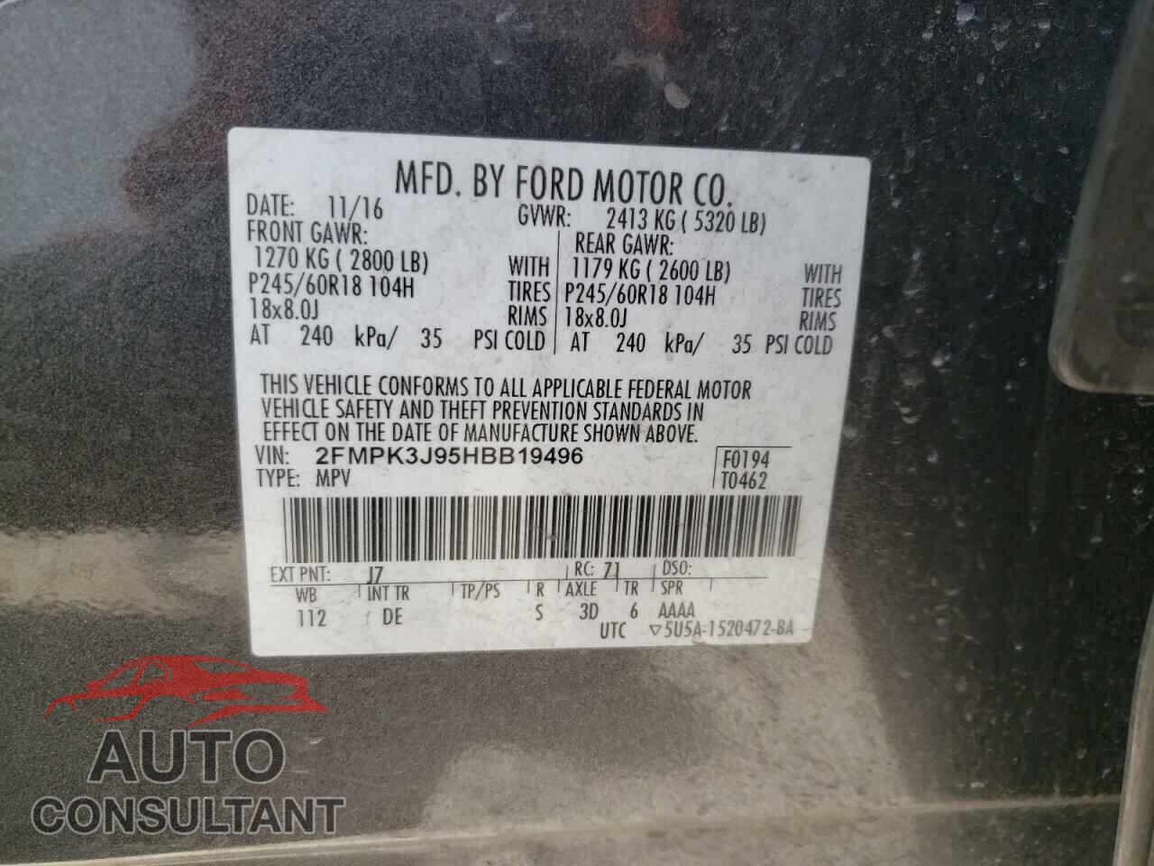 FORD EDGE 2017 - 2FMPK3J95HBB19496