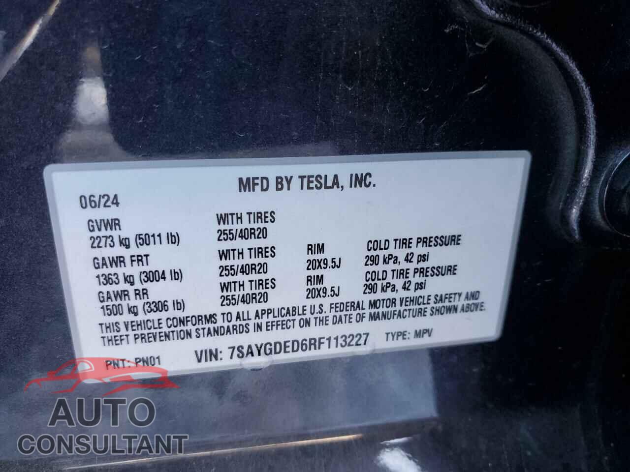 TESLA MODEL Y 2024 - 7SAYGDED6RF113227