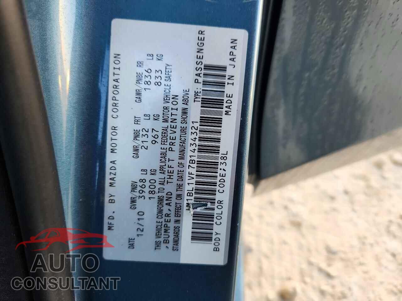 MAZDA 3 2011 - JM1BL1VF7B1434321