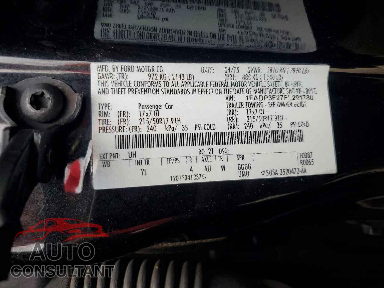 FORD FOCUS 2015 - 1FADP3F27FL291780