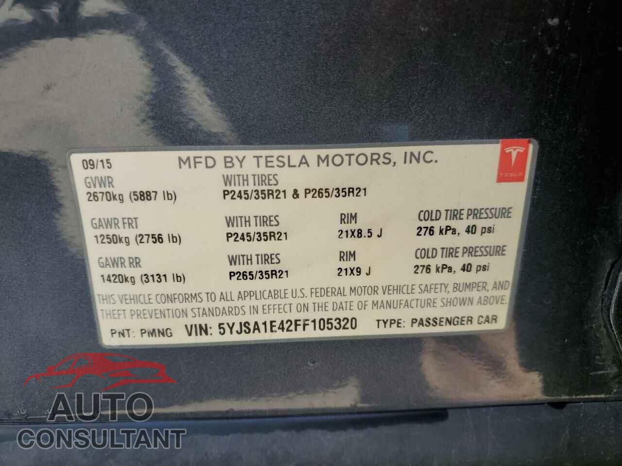 TESLA MODEL S 2015 - 5YJSA1E42FF105320