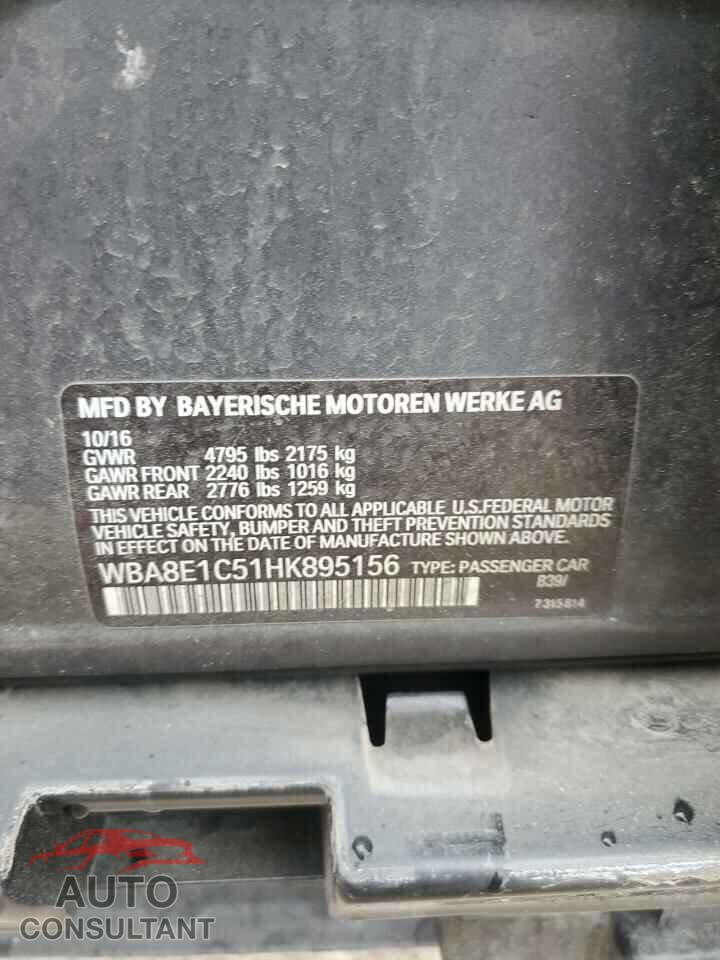 BMW 3 SERIES 2017 - WBA8E1C51HK895156