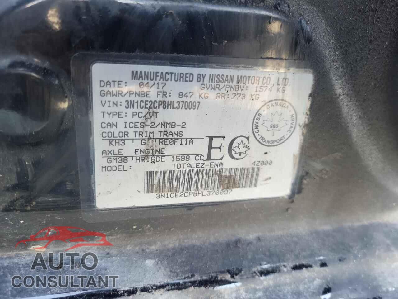 NISSAN VERSA 2017 - 3N1CE2CP8HL370097