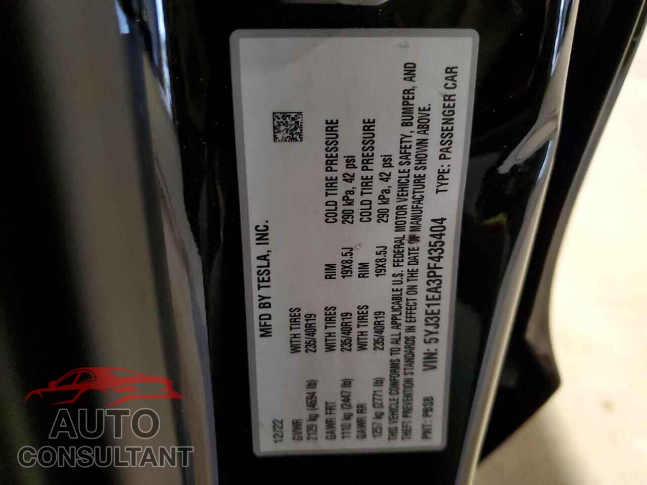 TESLA MODEL 3 2023 - 5YJ3E1EA3PF435404