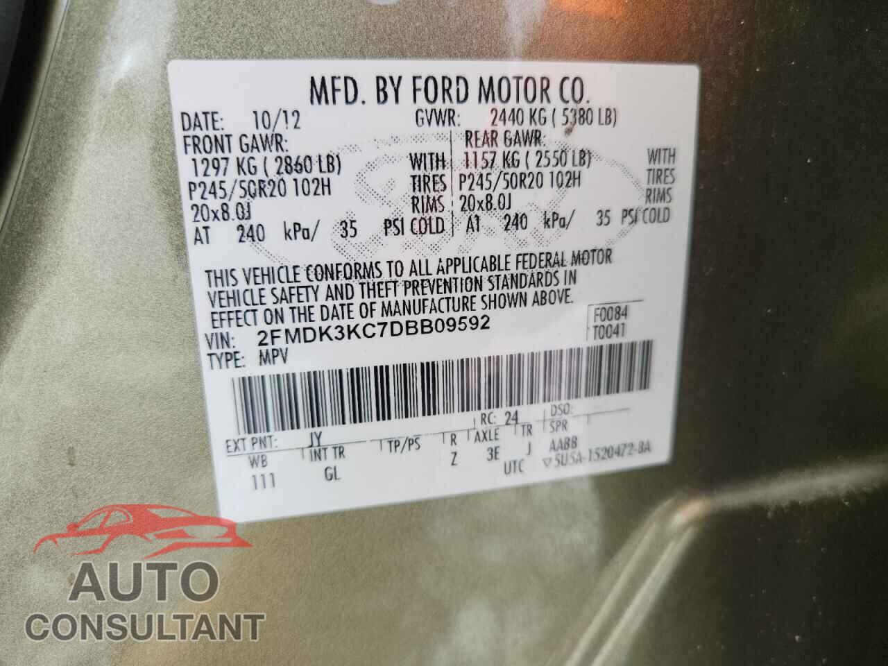 FORD EDGE 2013 - 2FMDK3KC7DBB09592