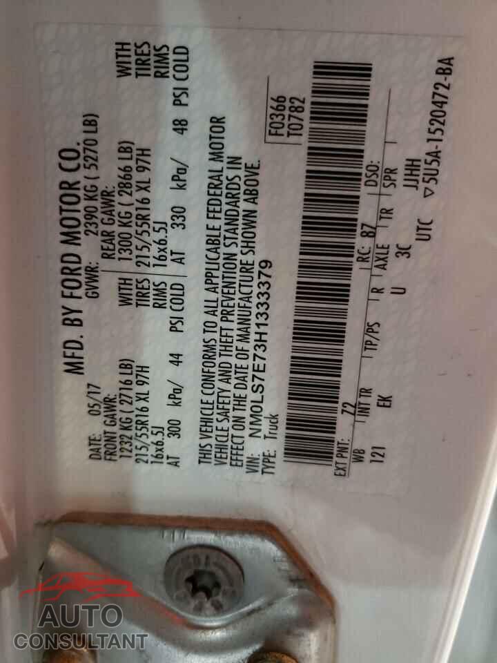 FORD TRANSIT CO 2017 - NM0LS7E73H1333379