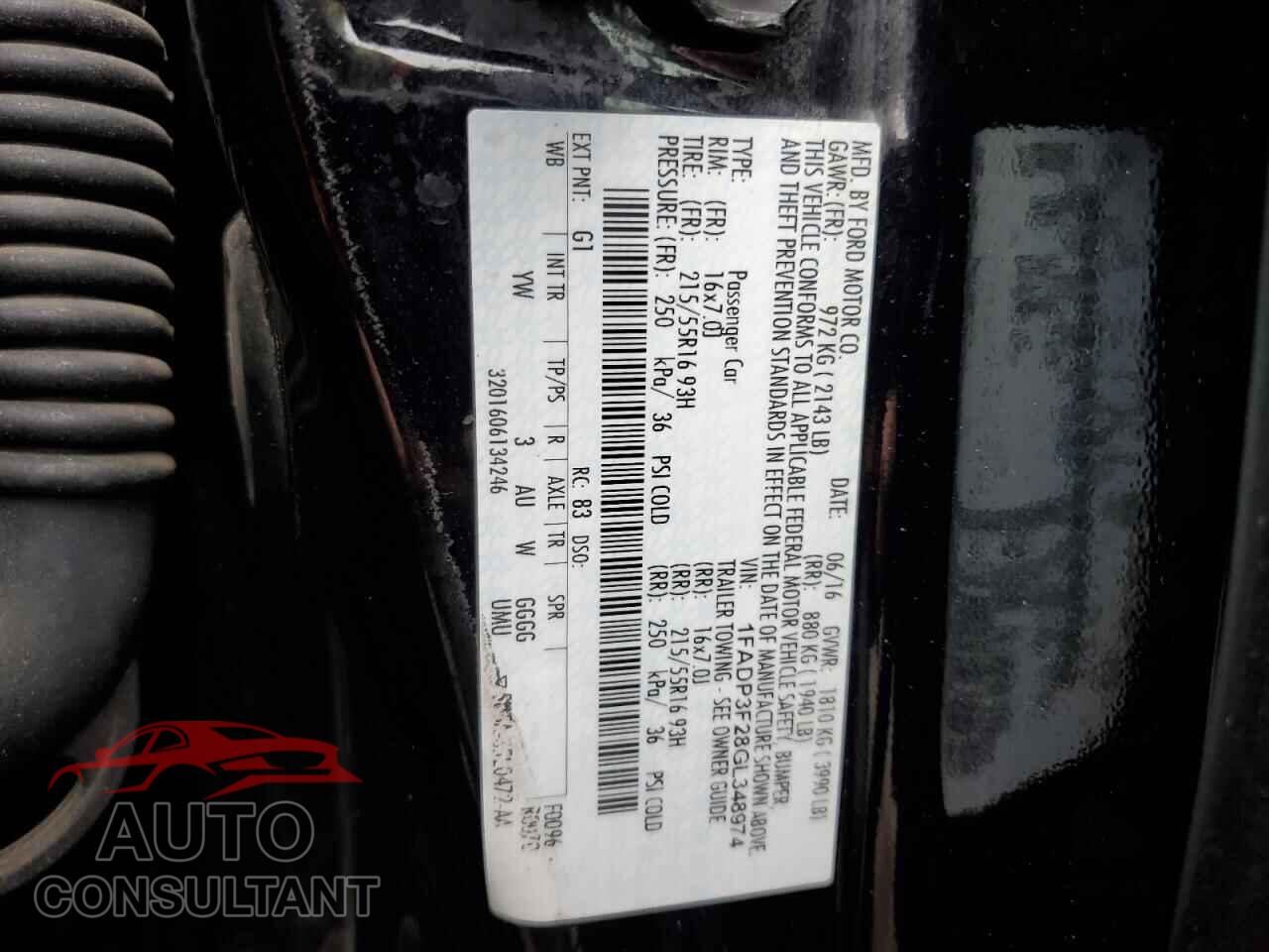 FORD FOCUS 2016 - 1FADP3F28GL348974