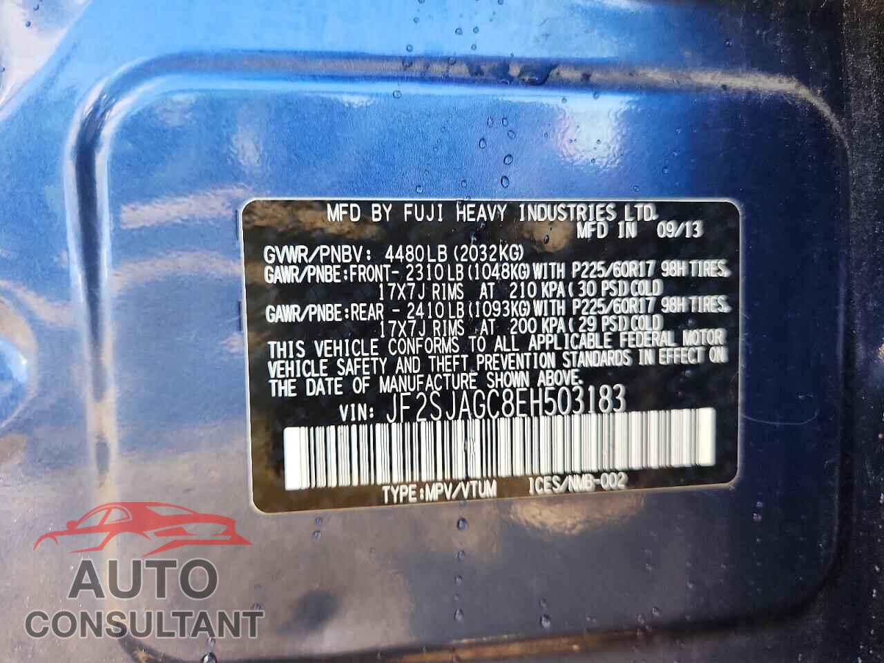 SUBARU FORESTER 2014 - JF2SJAGC8EH503183