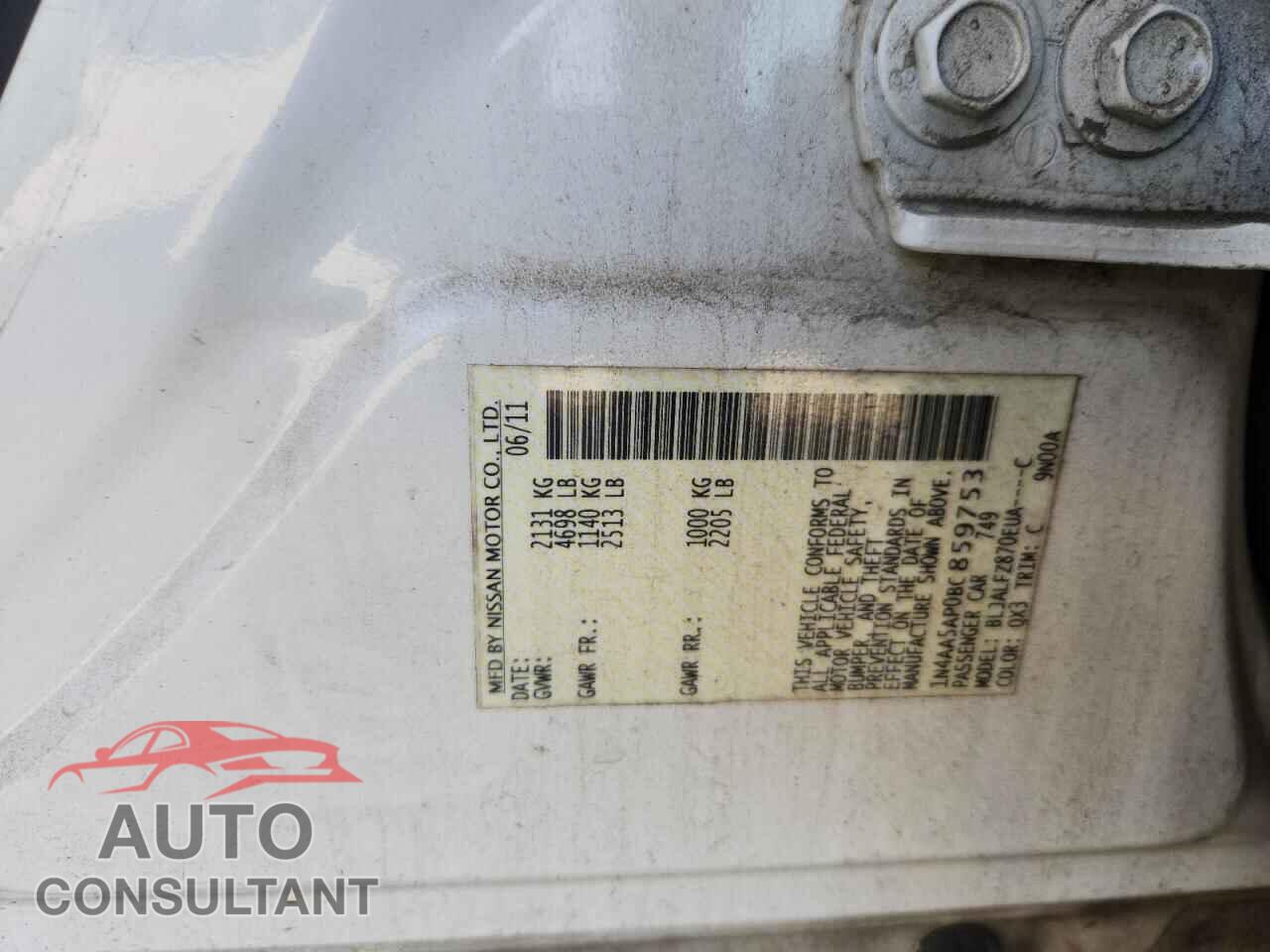 NISSAN MAXIMA 2011 - 1N4AA5AP0BC859753
