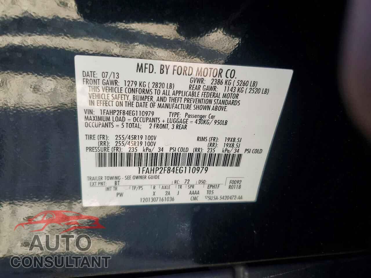 FORD TAURUS 2014 - 1FAHP2F84EG110979