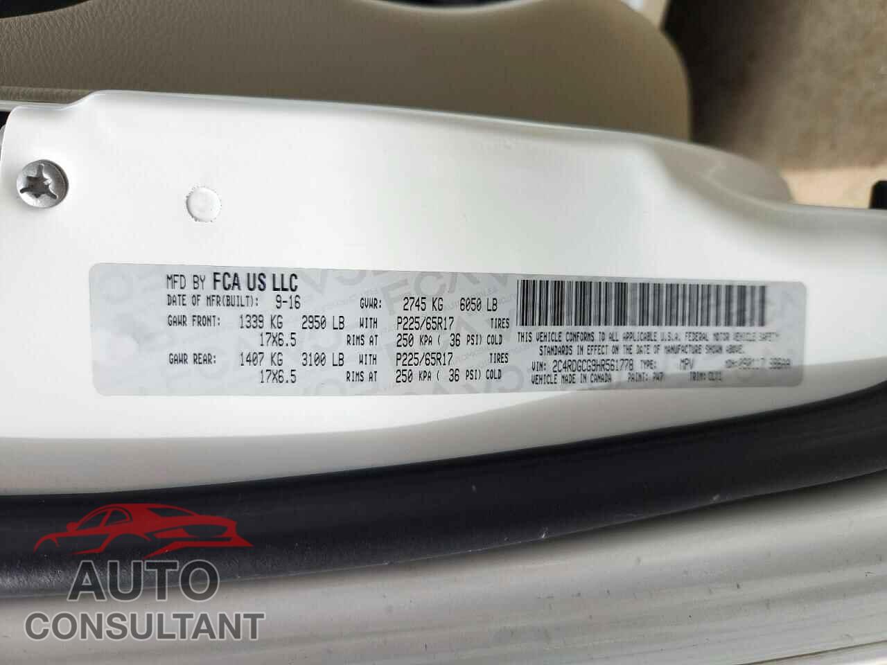 DODGE CARAVAN 2017 - 2C4RDGCG9HR561778