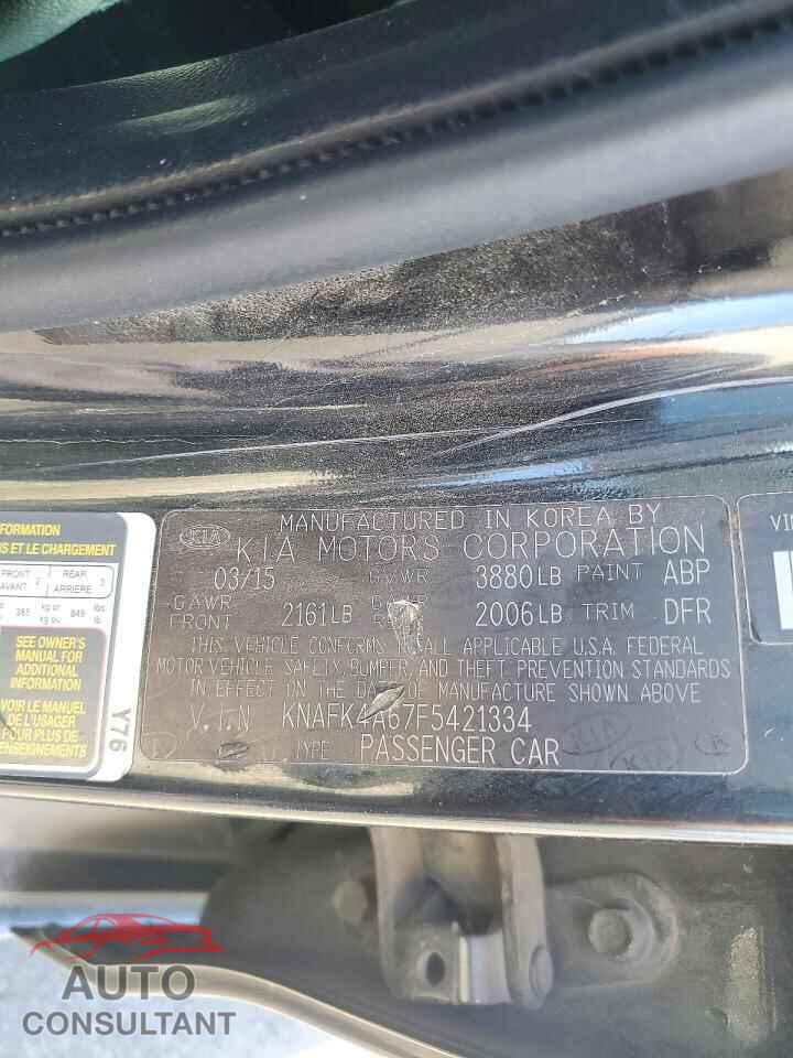 KIA FORTE 2015 - KNAFK4A67F5421334