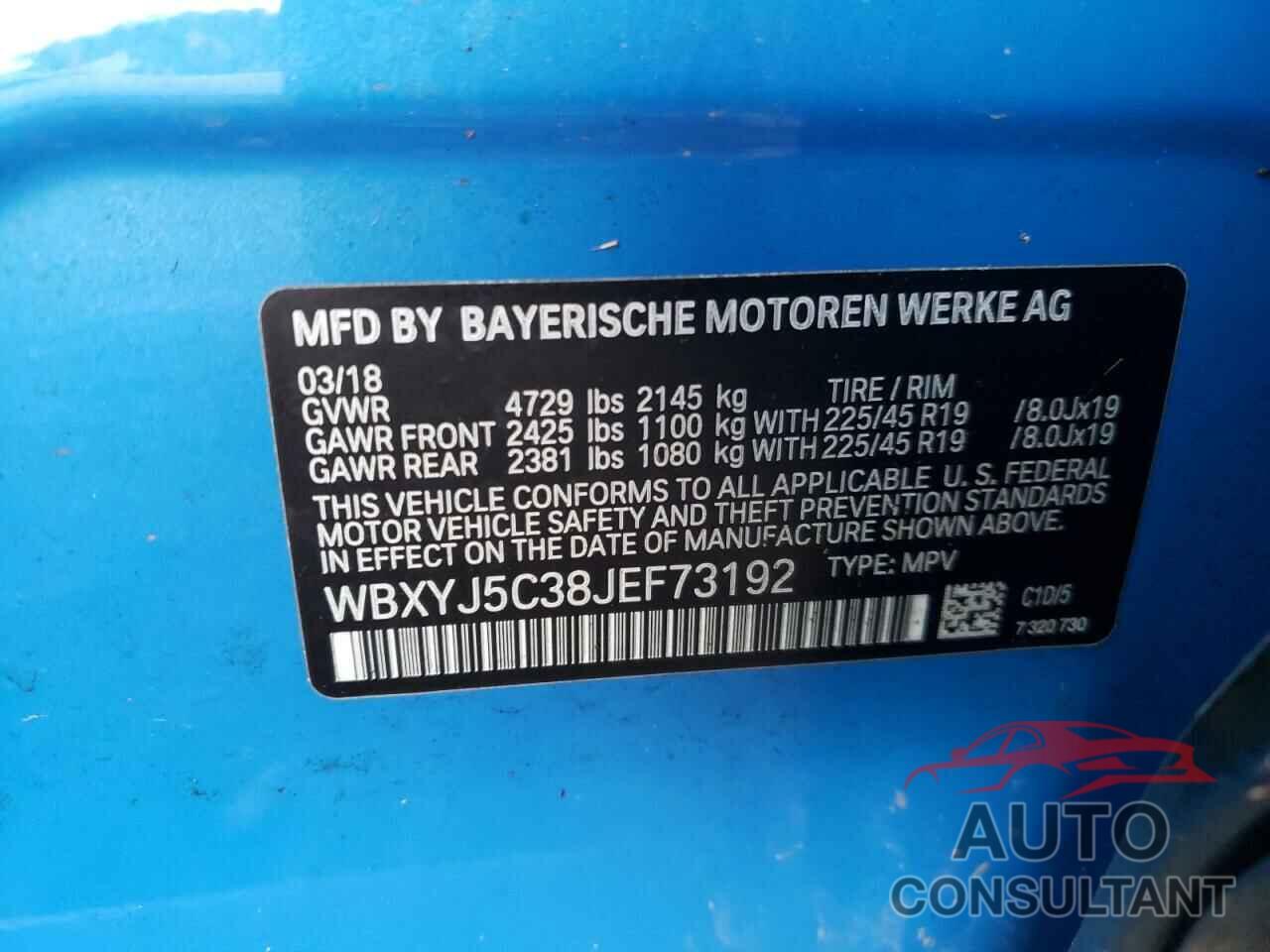 BMW X2 2018 - WBXYJ5C38JEF73192