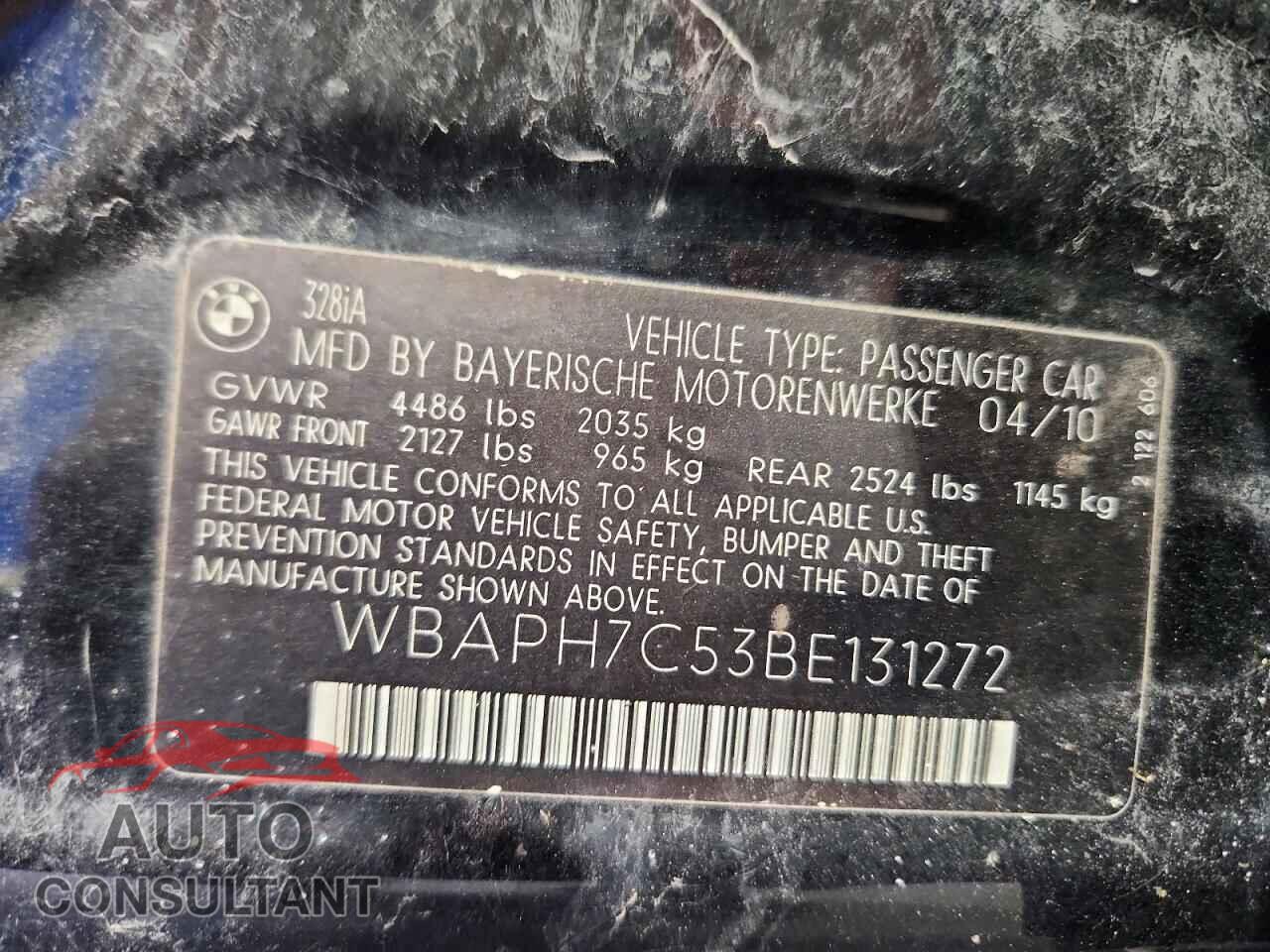 BMW 3 SERIES 2011 - WBAPH7C53BE131272