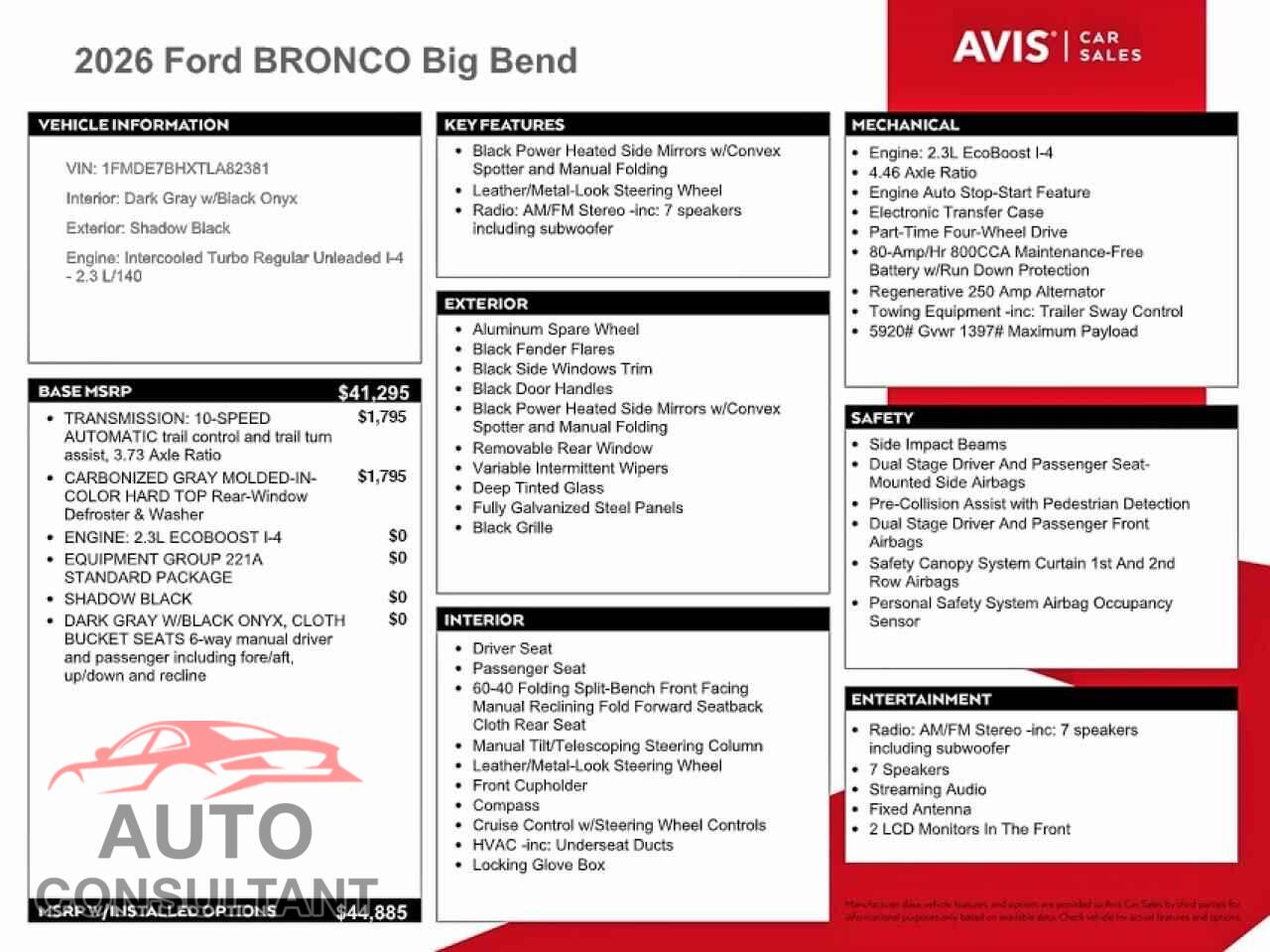 FORD BRONCO 2026 - 1FMDE7BHXTLA82381