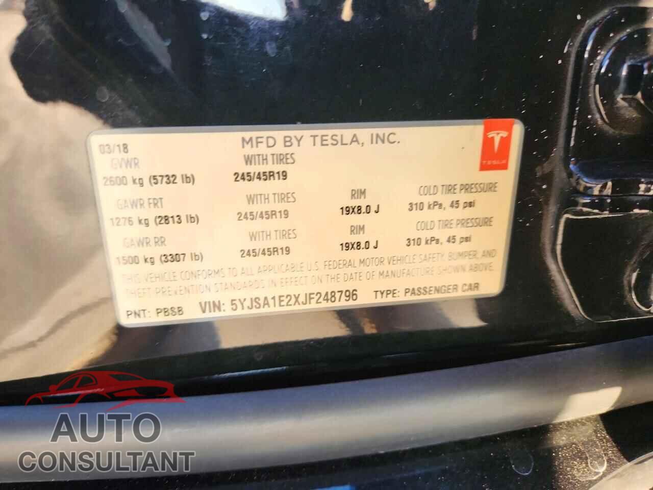 TESLA MODEL S 2018 - 5YJSA1E2XJF248796