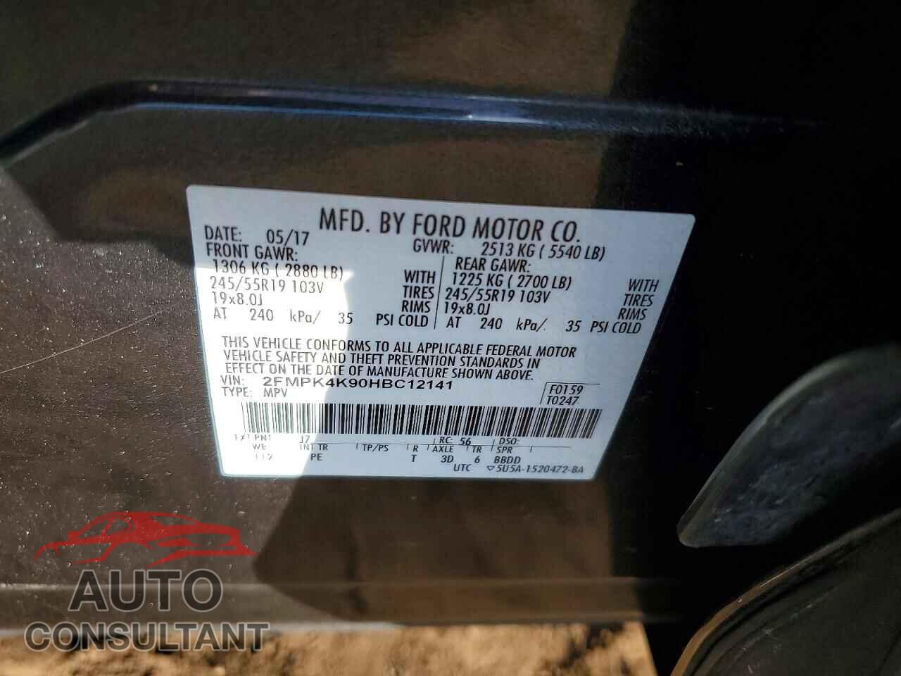 FORD EDGE 2017 - 2FMPK4K90HBC12141
