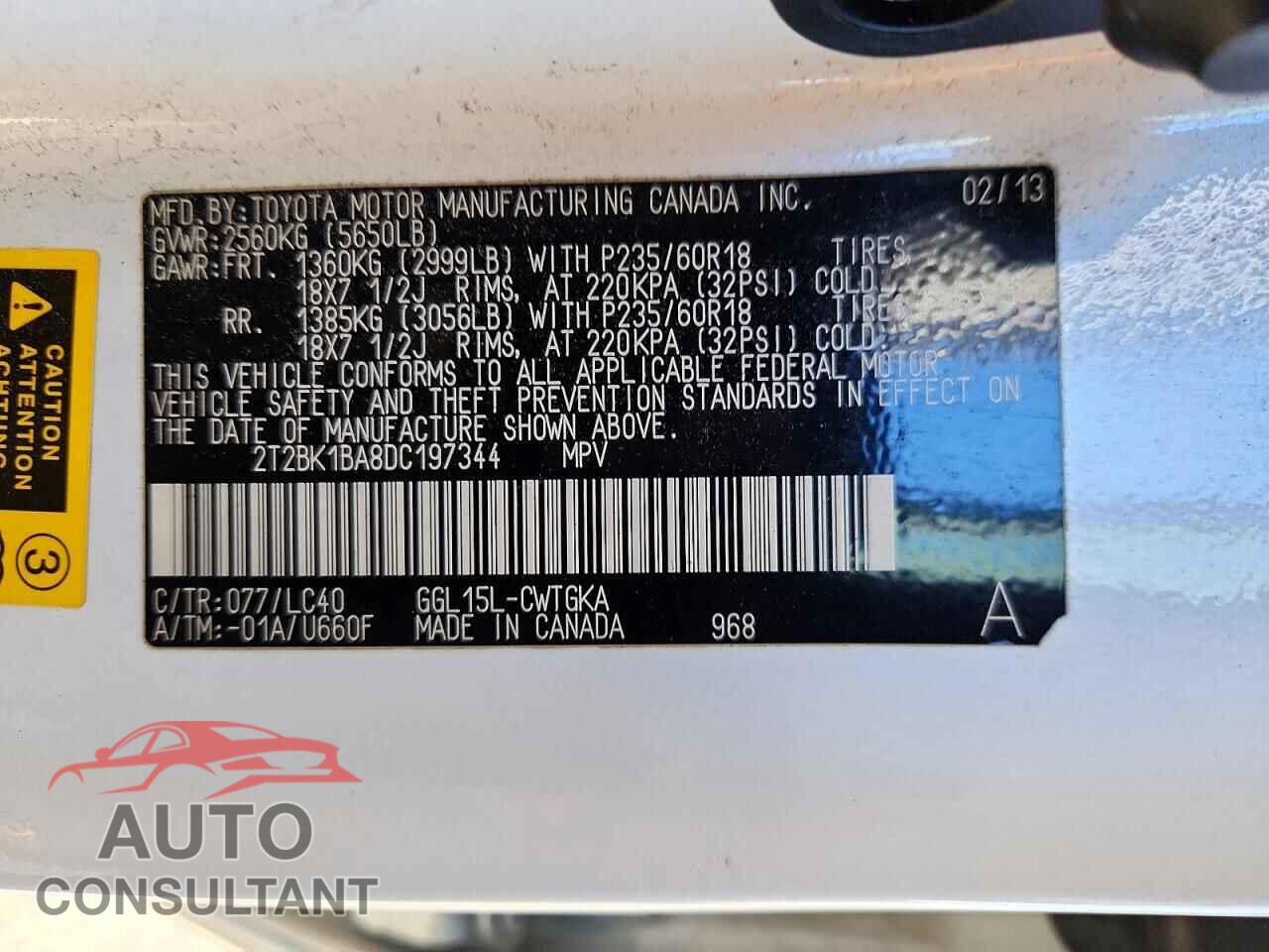 LEXUS RX350 2013 - 2T2BK1BA8DC197344
