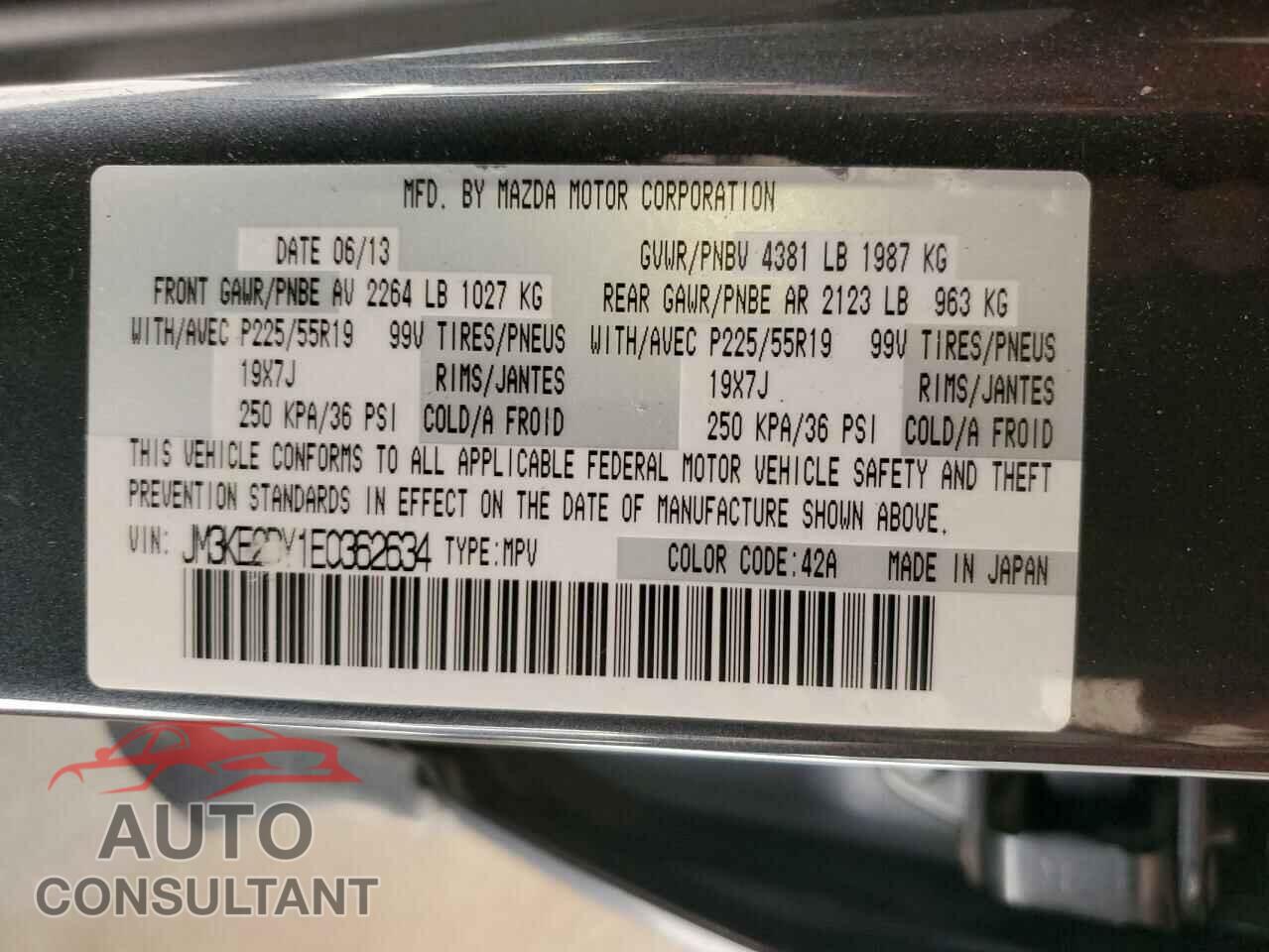 MAZDA CX-5 2014 - JM3KE2DY1E0362634