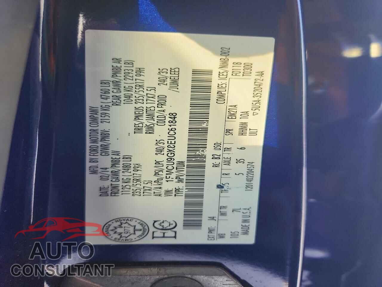FORD ESCAPE 2014 - 1FMCU9GX8EUC61848