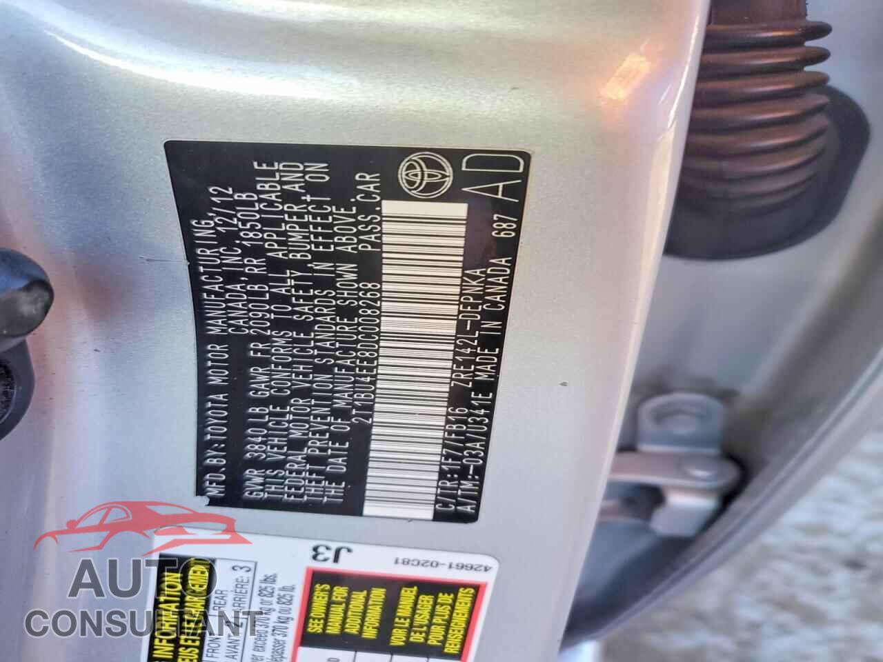 TOYOTA COROLLA 2013 - 2T1BU4EE8DC008268