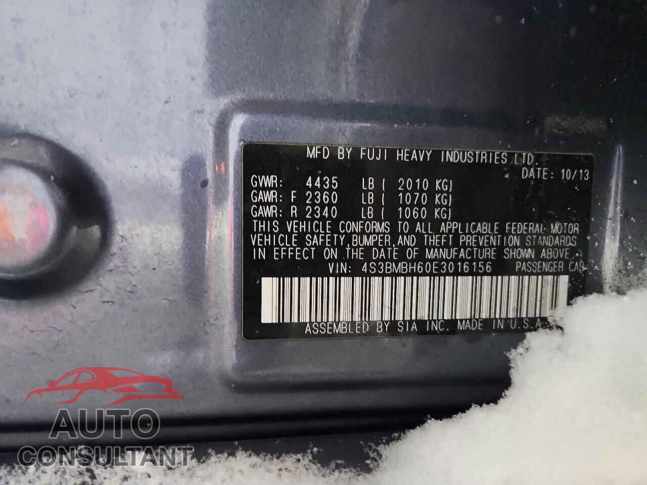 SUBARU LEGACY 2014 - 4S3BMBH60E3016156