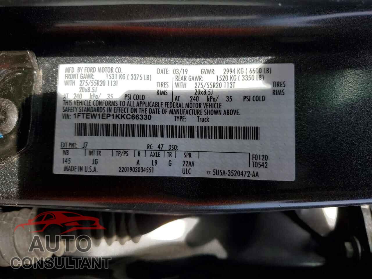 FORD F-150 2019 - 1FTEW1EP1KKC66330