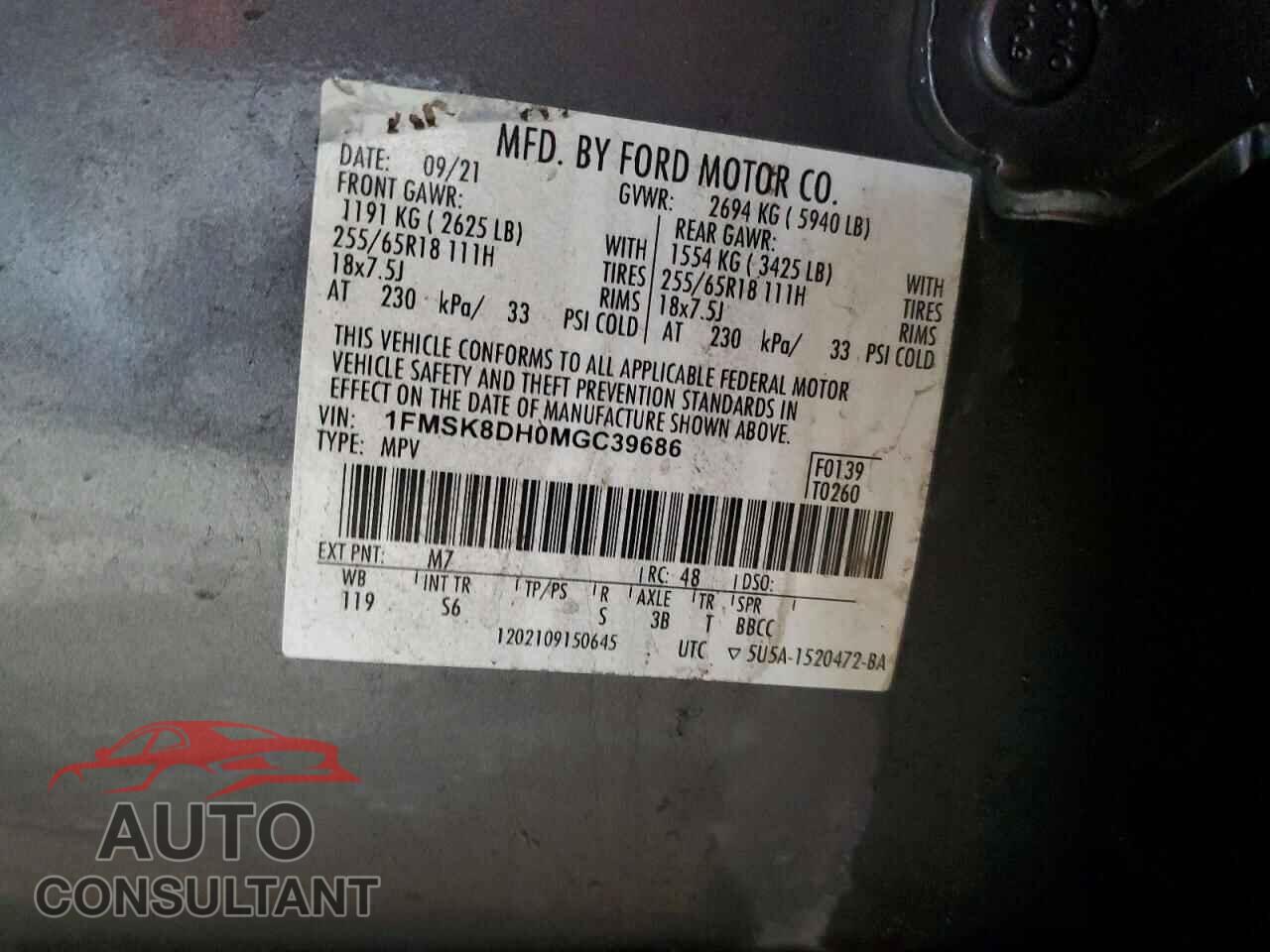 FORD EXPLORER 2021 - 1FMSK8DH0MGC39686