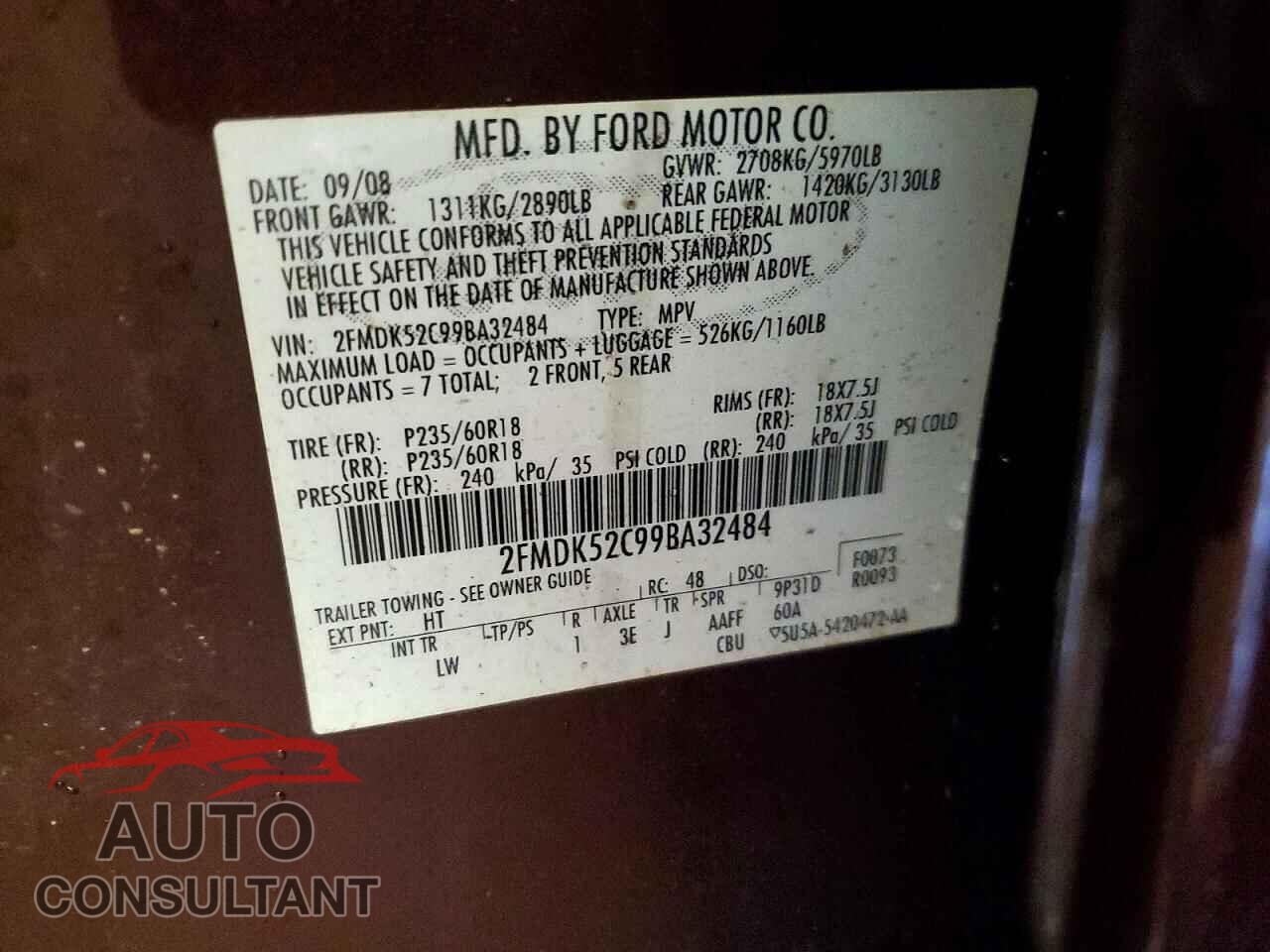FORD FLEX 2009 - 2FMDK52C99BA32484