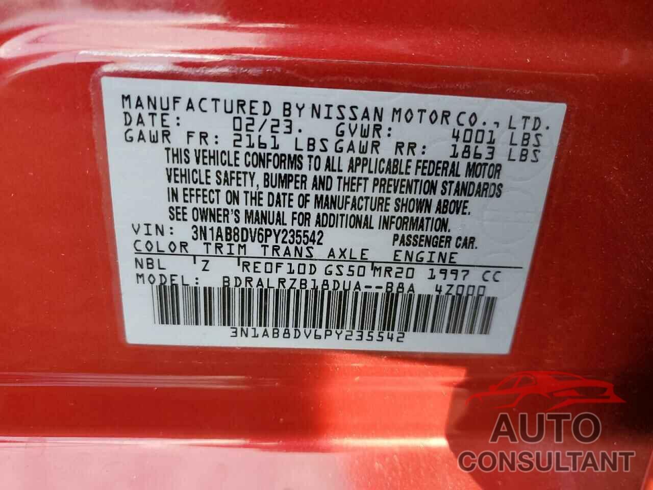 NISSAN SENTRA 2023 - 3N1AB8DV6PY235542