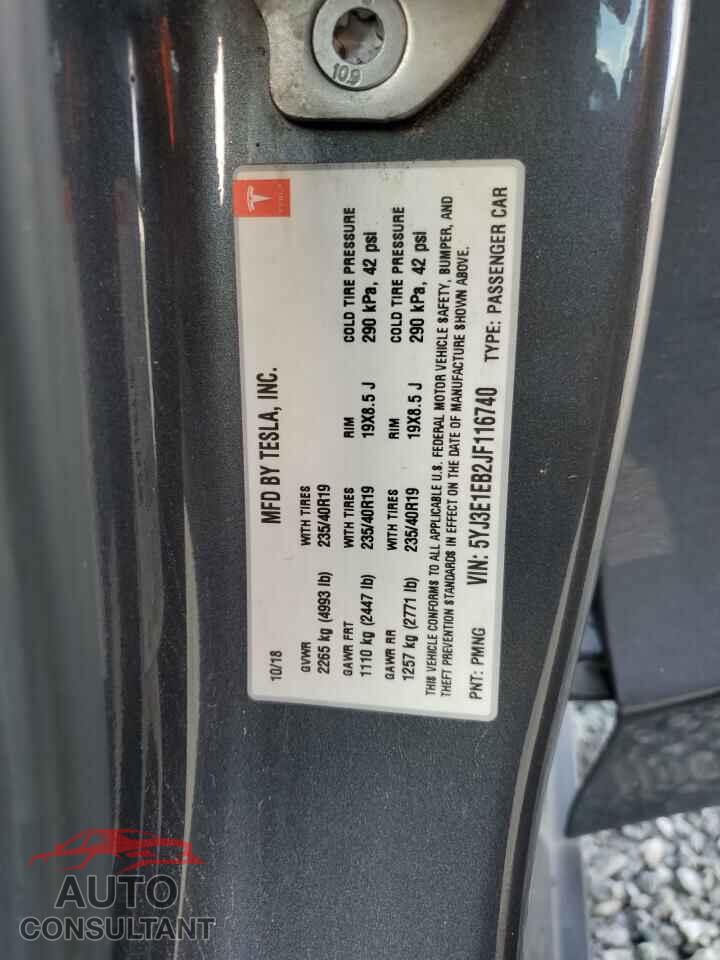 TESLA MODEL 3 2018 - 5YJ3E1EB2JF116740