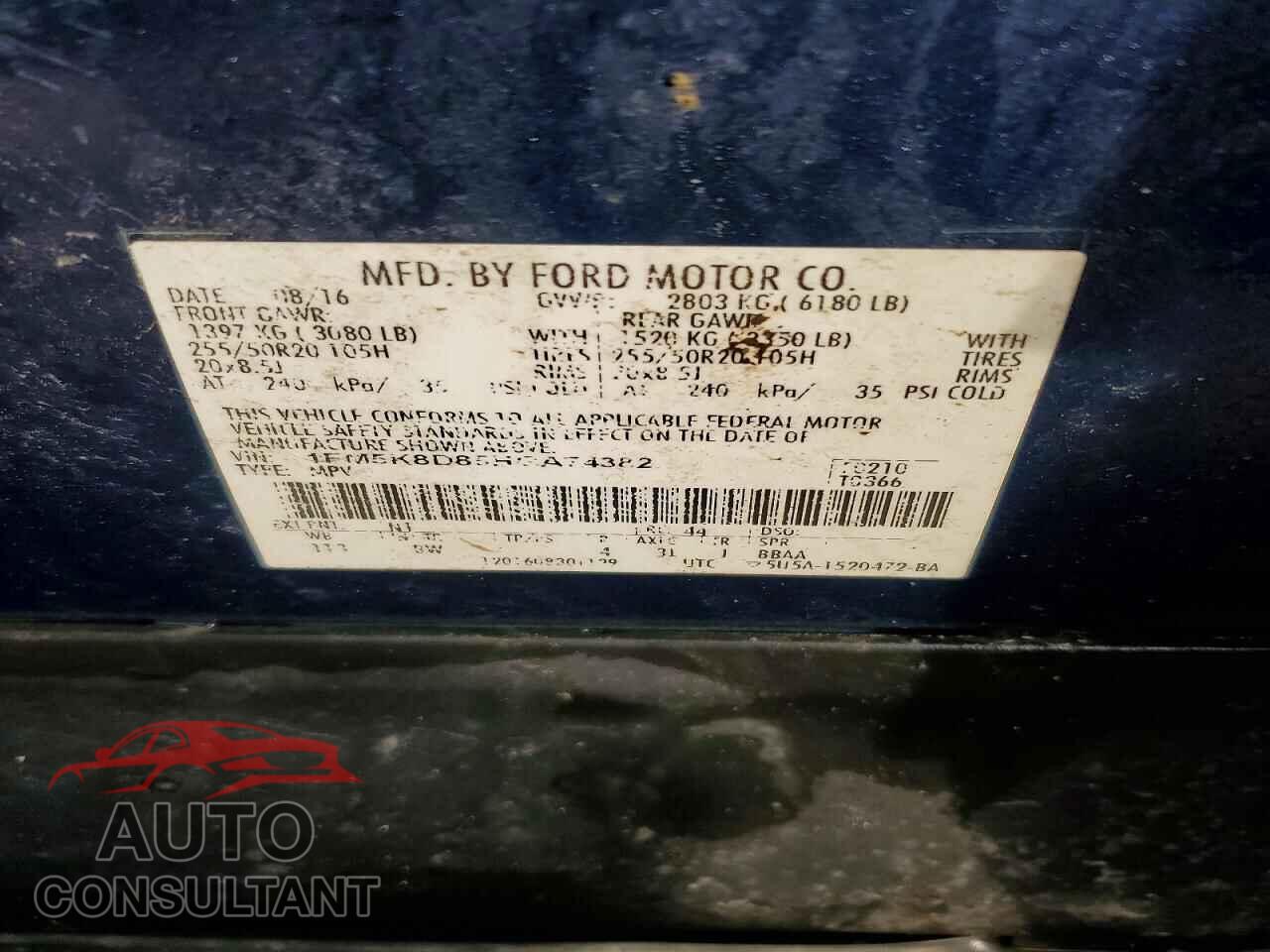 FORD EXPLORER 2017 - 1FM5K8D85HGA74382