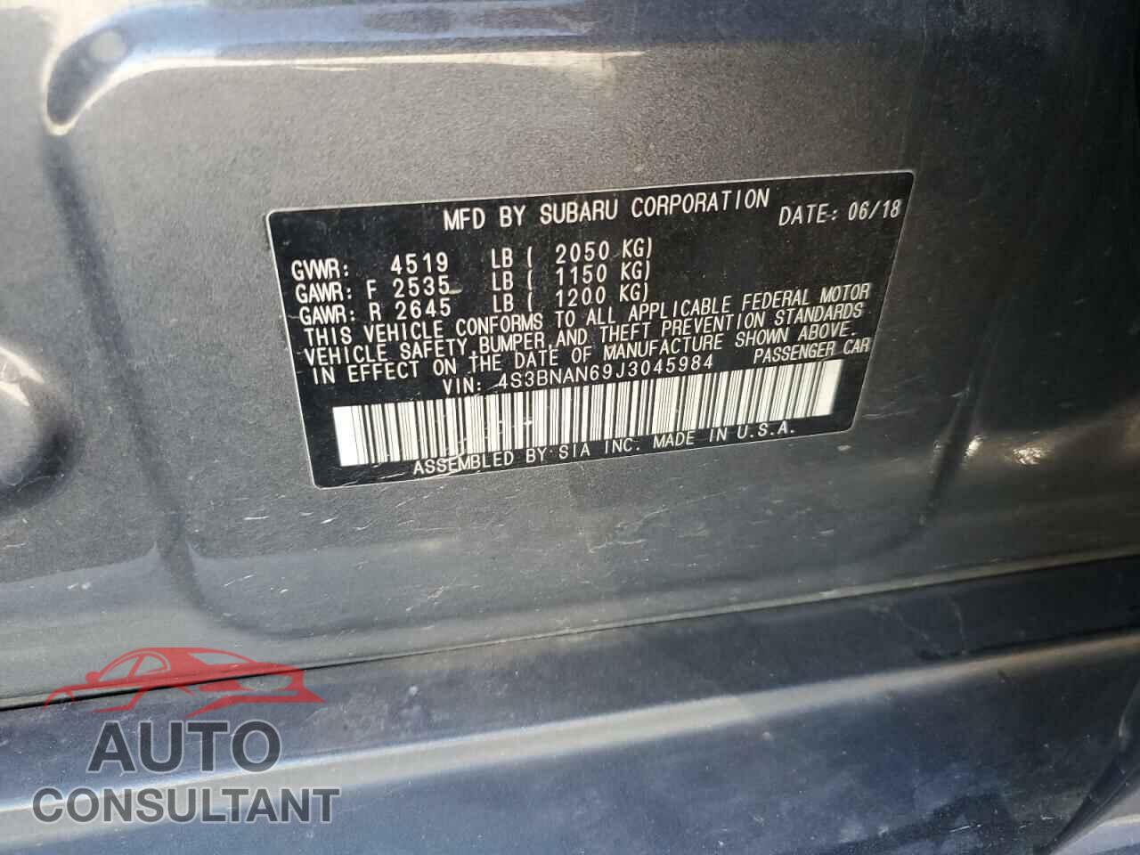SUBARU LEGACY 2018 - 4S3BNAN69J3045984