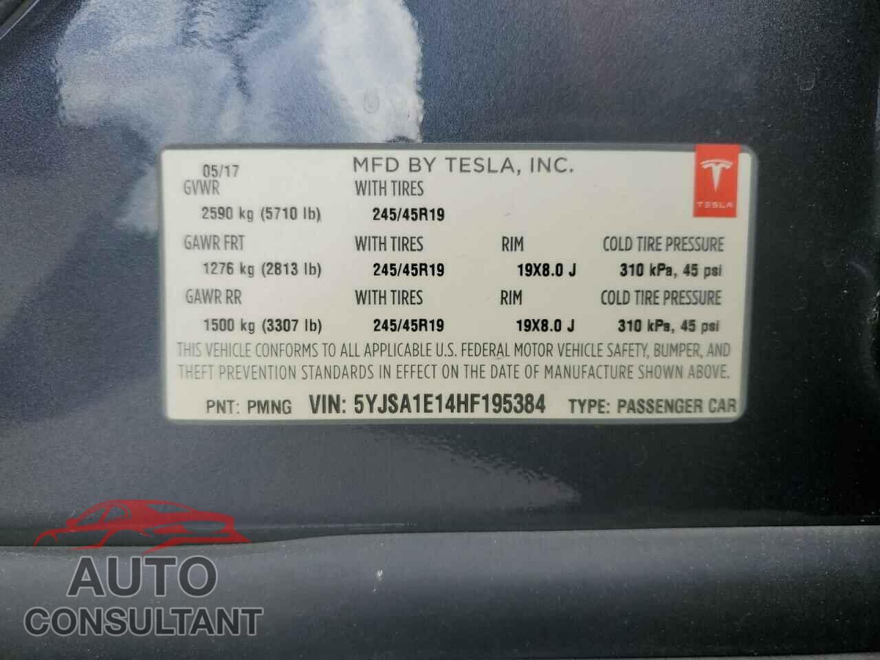 TESLA MODEL S 2017 - 5YJSA1E14HF195384