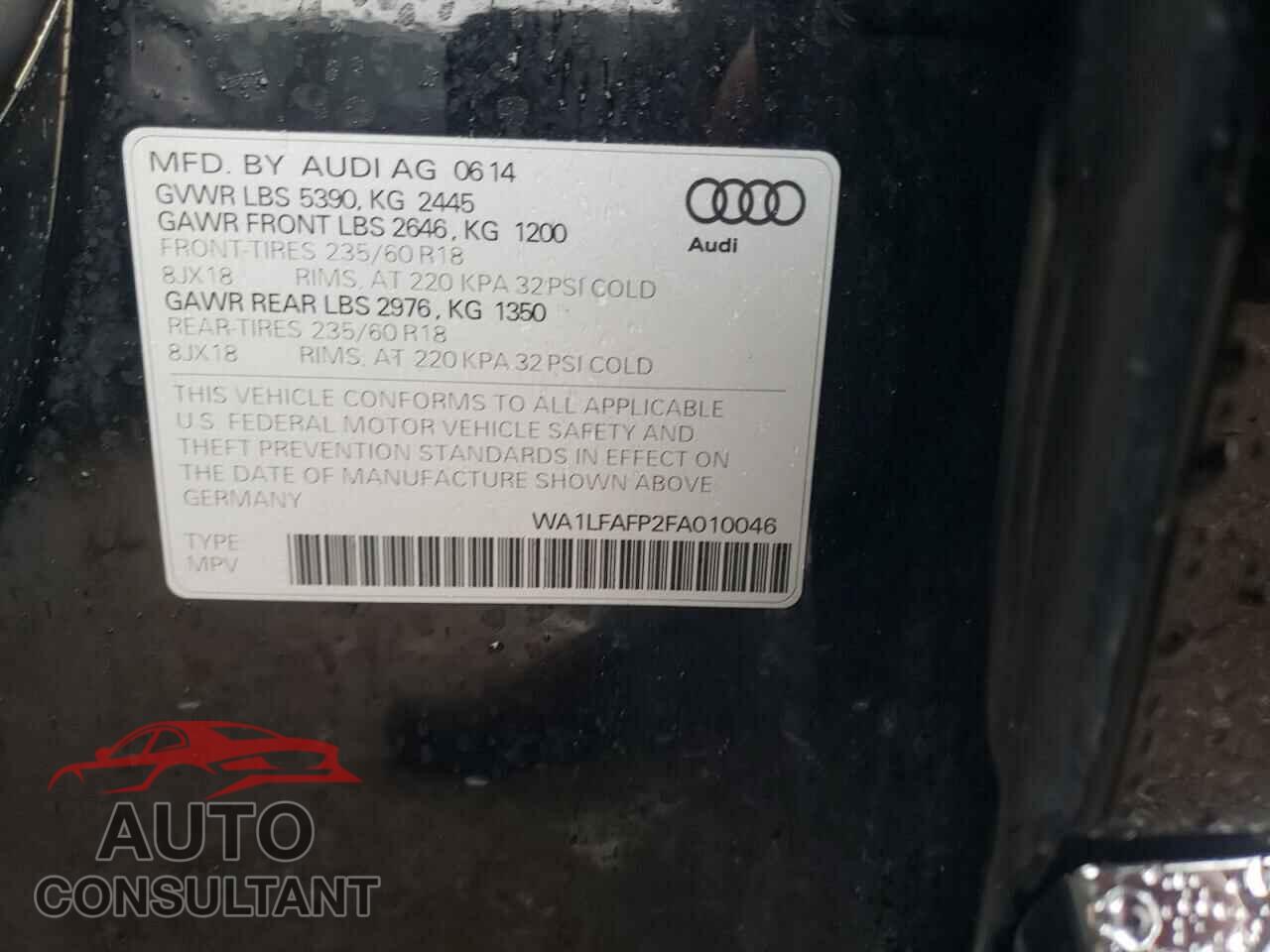 AUDI Q5 2015 - WA1LFAFP2FA010046